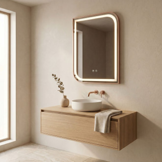 Zrcadlo LED ZONE 70x50  BRUSH  ROSE GOLD