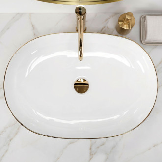 Rea umyvadlo na desku Cleo - white gold edge REA-U6211