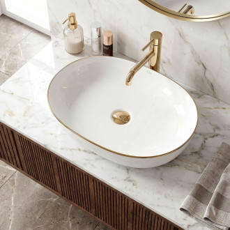 Rea umyvadlo na desku Cleo - white gold edge REA-U6211