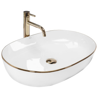 Rea umyvadlo na desku Cleo - white gold edge REA-U6211