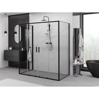 Mexen Exo-3S kabina prysznicowa 3-ścienna rozsuwana 190 x 85 cm, transparent, czarna - 8152-190-085-70-00-3S