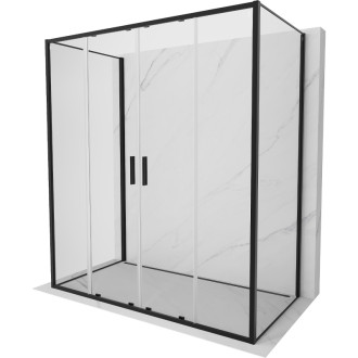 Mexen Exo-3S třístěnný posuvný sprchový kout 170 x 95 cm, průhledný, černý - 8152-170-095-70-00-3S