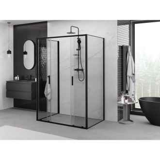Mexen Exo-3S kabina prysznicowa 3-ścienna rozsuwana 130 x 100 cm, transparent, czarna - 8152-130-100-70-00-3S