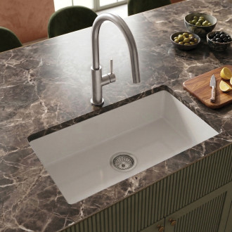 Deante LUMI jednodřez keramický bez odkapu, bílá, 810x480x215mm, s příslušenstvím ZCU_610D