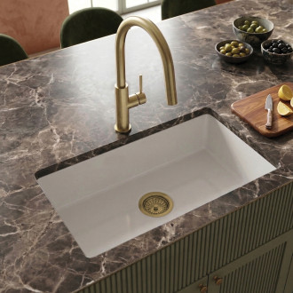 Deante LUMI jednodřez keramický bez odkapu, bílá, 810x480x215mm, s příslušenstvím ZCU_610D