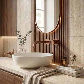 Podomítková vanová baterie Rea Foster Brush Copper