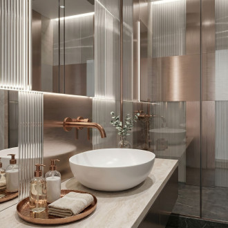 Podomítková vanová baterie Rea Foster Brush Copper