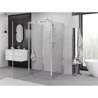 Mexen Exo-3S kabina prysznicowa 3-ścienna uchylna 80 x 80 cm, transparent, chrom - 8181-080-080-01-00-3S