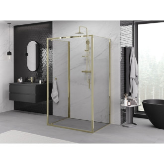 Mexen Exo-3S kabina prysznicowa 3-ścienna uchylna 90 x 80 cm, transparent, złota - 8181-090-080-50-00-3S