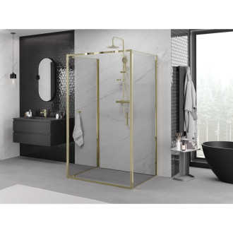 Mexen Exo-3S kabina prysznicowa 3-ścienna uchylna 75 x 90 cm, transparent, złota - 8181-075-090-50-00-3S