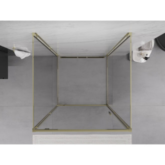 Mexen Exo-3S kabina prysznicowa 3-ścienna uchylna 95 x 95 cm, transparent, złota - 8181-095-095-50-00-3S