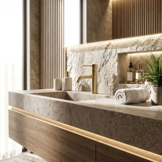 Umyvadlová baterie Rea Lungo Diamond Brush Gold