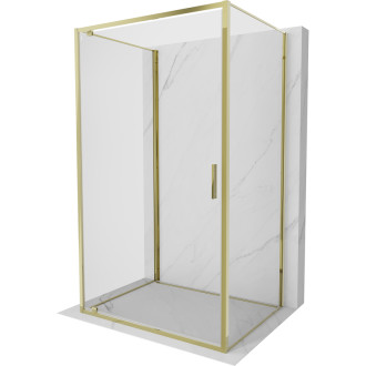 Mexen Exo-3S třístěnný výklopný sprchový kout 100 x 110 cm, průhledný, zlatý - 8181-100-110-50-00-3S