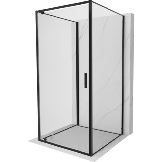 Mexen Exo-3S třístěnný výklopný sprchový kout 75 x 75 cm, průhledný, černý - 8181-075-075-70-00-3S