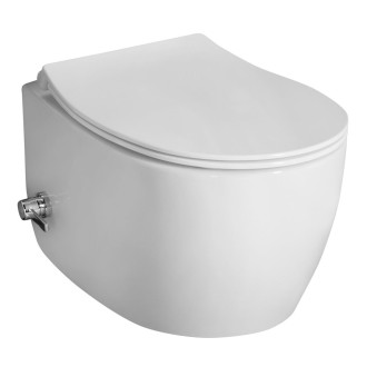 SENTIMENTI CLEANWASH závěsná WC mísa, integrovaný ventil a bidet. sprška, Rimless, 36x51cm, bílá