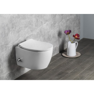 SENTIMENTI CLEANWASH závěsná WC mísa, integrovaný ventil a bidet. sprška, Rimless, 36x51cm, bílá