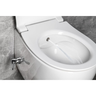 SENTIMENTI CLEANWASH závěsná WC mísa, integrovaný ventil a bidet. sprška, Rimless, 36x51cm, bílá