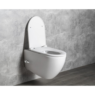 INFINITY CLEANWASH závěsná WC mísa, integrovaný ventil a bidet. sprška, Rimless, 36,5x53cm, bílá