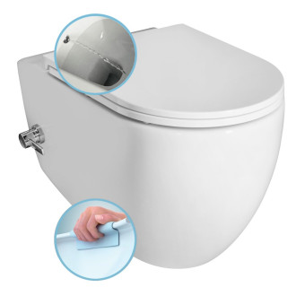 INFINITY CLEANWASH závěsná WC mísa, integrovaná baterie a bidet. sprška, Rimless, 36,5x53cm, bílá