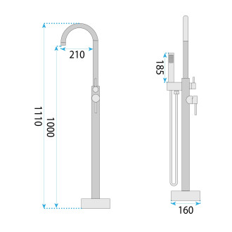 Volně stojící baterie Rea Lungo Copper