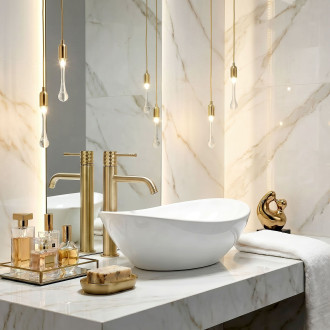 Umyvadlová baterie Rea Lungo Diamond - Brush Gold vysoká