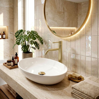 Umyvadlová baterie Rea Lungo Diamond - Brush Gold vysoká