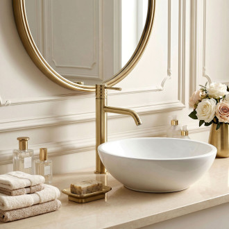 Umyvadlová baterie Rea Lungo Diamond - Brush Gold vysoká