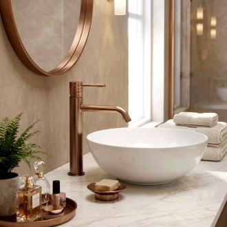 Umyvadlová baterie Rea Lungo Diamond Brush Copper vysoká