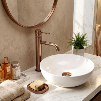 Umyvadlová baterie Rea Lungo Diamond Brush Copper vysoká