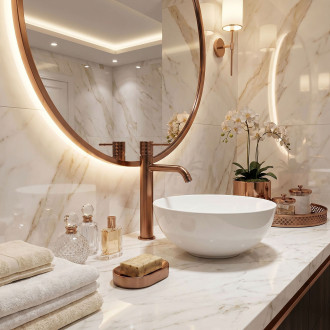 Umyvadlová baterie Rea Lungo Diamond Brush Copper vysoká