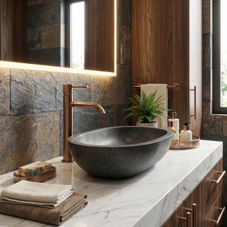 Umyvadlová baterie Rea Lungo Diamond Brush Copper vysoká