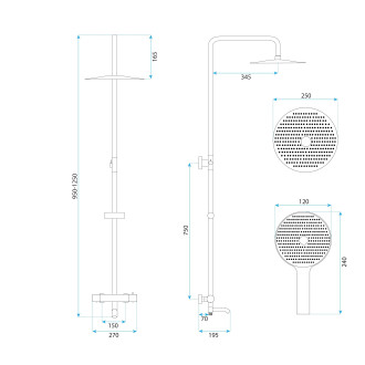 Sprchová sada s termostatem REA LUNGO Diamond - Gold Brush