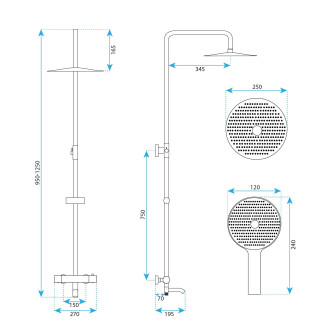 Sprchová sada s termostatem REA LUNGO Diamond - Gold Brush