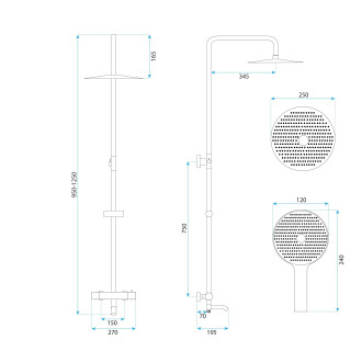REA LUNGO Diamond Sprchová sada s termostatem - měď REA-P5964