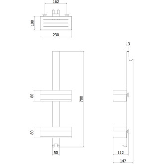 Mexen Brin-2 koszyk łazienkowy z wieszakiem, czarny - 70A8842-70
