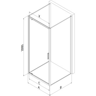 Mexen Exo-3S kabina prysznicowa 3-ścienna uchylna 75 x 120 cm, transparent, czarna - 8181-075-120-70-00-3S