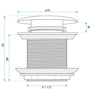 Univerzální vanová výpusť REA Click-clack - Titan