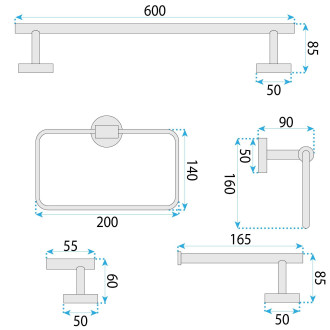 Sada koupelnových doplňků GRID Brush Nickel 4 díly