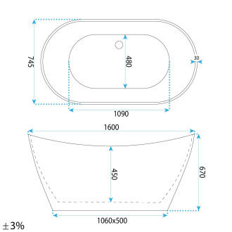 REA Volně stojící vana FERRANO 160 cm KPL-W8150