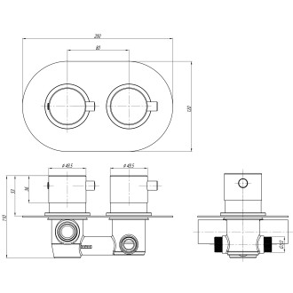 TERMOSTATICKÁ - Vanová/Sprchová baterie podomítková 2-cestná s tělesem, Zlatá růžová lesklá TRM86ZRL, RAV Slezák