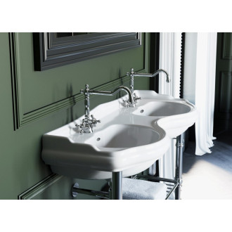 RETRO keramické dvojumyvadlo 120cm, bílá