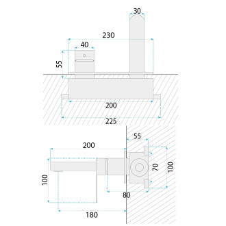 Podomítková vanová baterie REA Arcos Brush Gold
