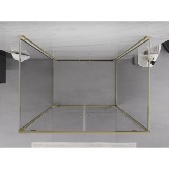 Mexen Exo-3S kabina prysznicowa 3-ścienna uchylna 120 x 75 cm, transparent, złota - 8182-120-075-50-00-3S