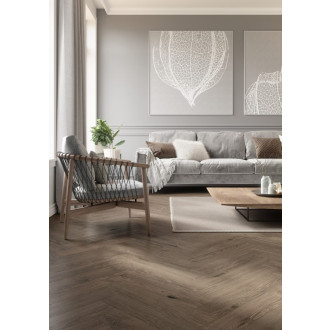 Laminátová podlaha Krono Original Herringbone dark montanara oak 63x12,6 cm HRGBK849