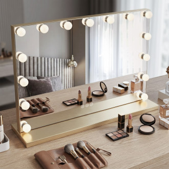 REA Zrcadlo LED HOLLYWOOD L.Gold 80x60 HOM-12015