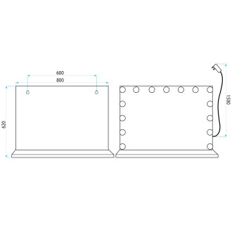 Zrcadlo LED HOLLYWOOD L.Gold 80x60