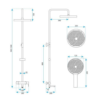 Sprchový Set Rea Arcos brush nickle