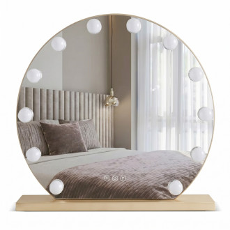 REA Zrcadlo LED HOLLYWOOD L. Gold 50 cm HOM-01803