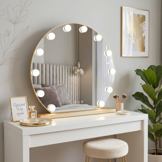 Zrcadlo LED HOLLYWOOD L. Gold 50 cm