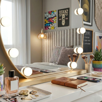 Zrcadlo LED HOLLYWOOD L. Gold 50 cm